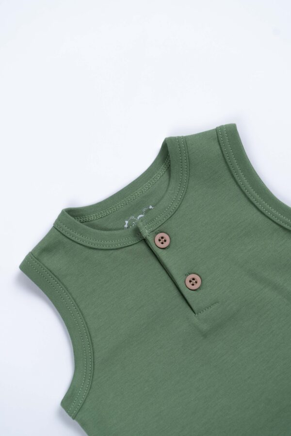 Body Manga Cero Niño Verde Oliva