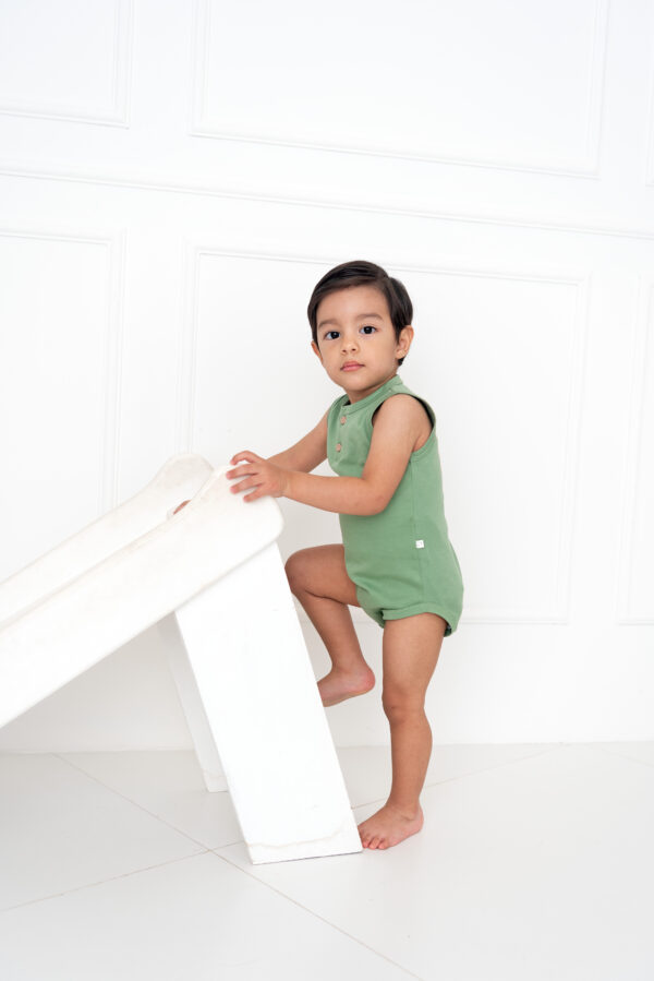 Body Manga Cero Niño Verde Oliva